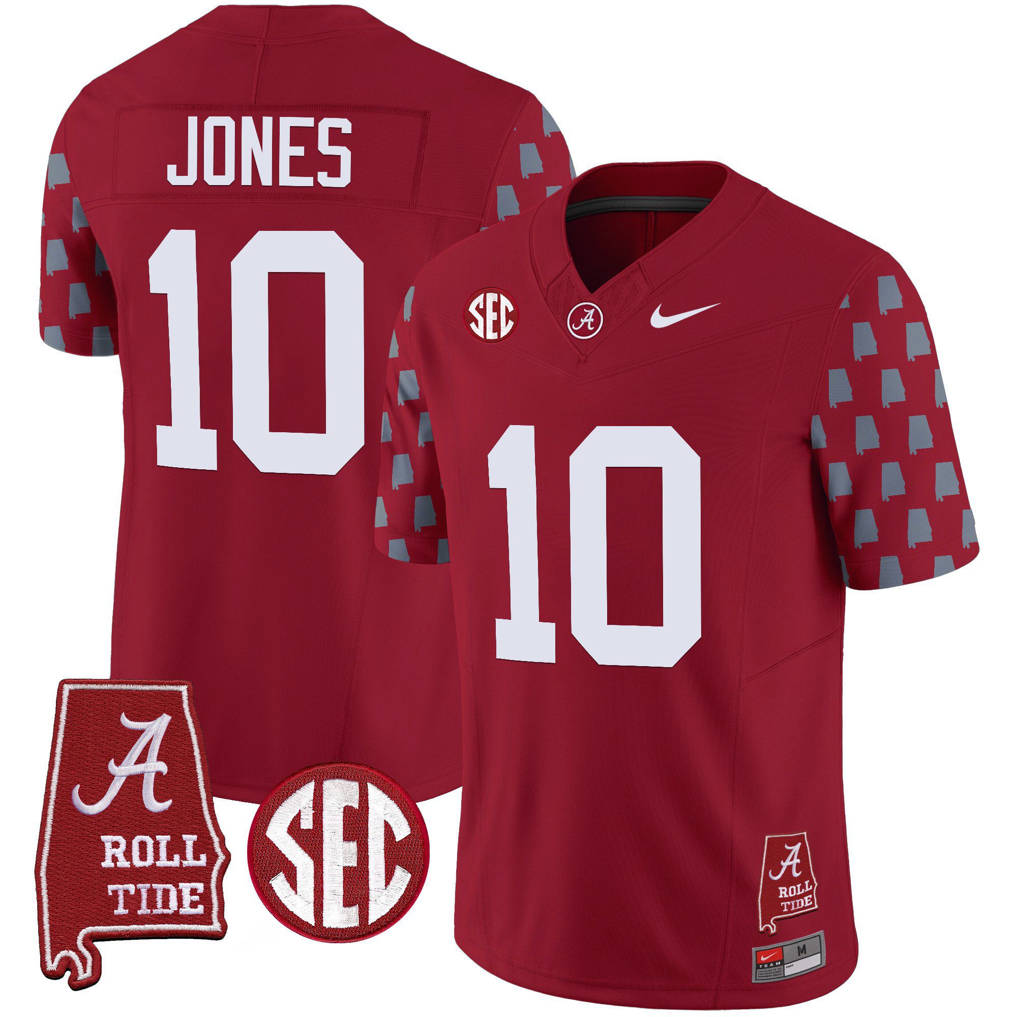 Men Alabama Crimson Tide #10 Jones Red Vapor Limited 2024 Nike NCAA Jersey
